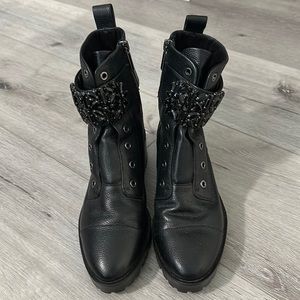 Karl Lagerfeld jeweled combat boots, 7.5